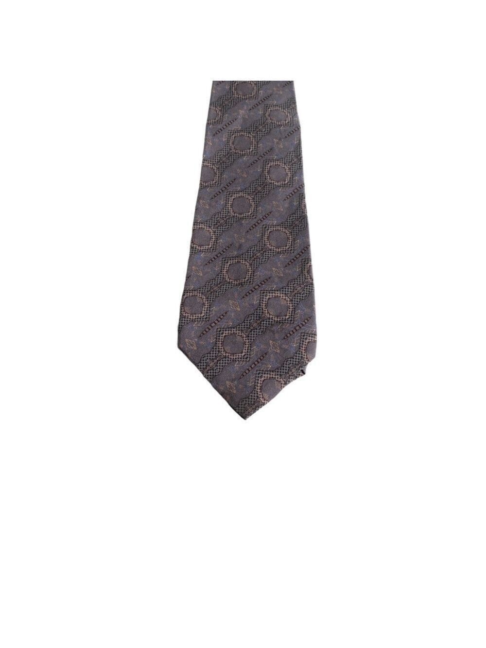 House of Stuart Designer Tie – Brown Patterned Silk